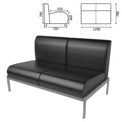 Диван 2-местный "Дилан" 129х72х79 без подлокотников, экокожа, черный