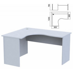Стол компактный "Арго", 1400х1200х760 мм, левый, серый (КОМПЛЕКТ)