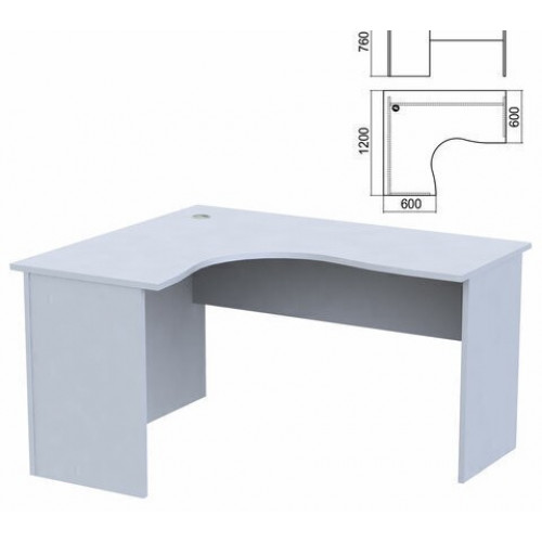 Стол компактный Арго, 1400х1200х760 мм, левый, серый (КОМПЛЕКТ)