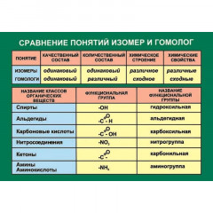 Плакат Сравнение понятий изомер и гомолог 70х100 ВИНИЛ