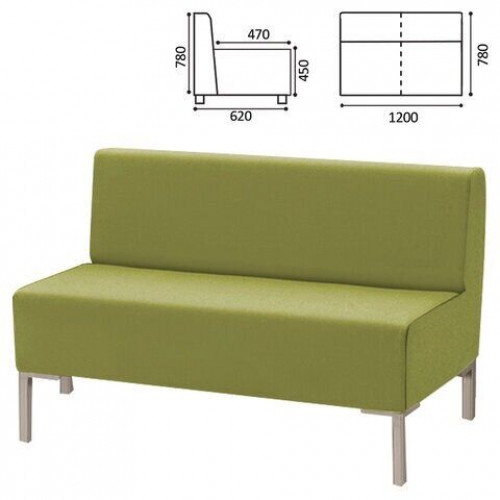 Диван 2-местный Хост 120х62х78 без подлокотников, экокожа, светло-зеленый