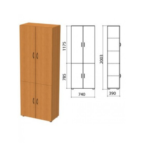 Шкаф закрытый Монолит, 740х390х2050 мм, цвет бук бавария (КОМПЛЕКТ)