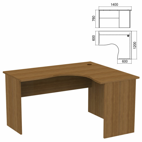 Стол компактный «Арго», 1400×1200×760 мм, правый, орех (КОМПЛЕКТ)