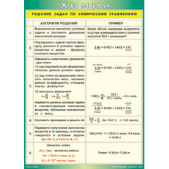 Плакат Решение задач по химическим уравнениям 700х1000 мм