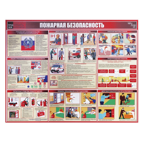 Доска-стенд информационная Пожарная безопасность (910х700 мм), пластик