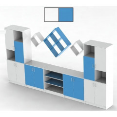 Стеллаж секционный полуоткрытый двухцветный, 214-ФД, белый/голубой