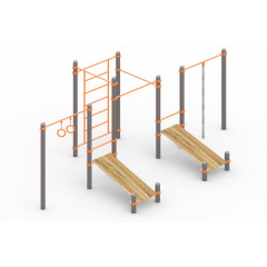 Комплекс из 3 турников, шведской стенки и 2 скамеек для пресса