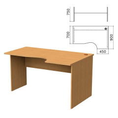 Стол письменный эргономичный "Монолит", 1400х900х750 мм, правый, цвет бук бавария, СМ4.1