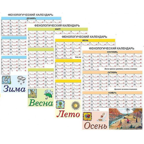Комплект таблиц Фенологический календарь 4 шт. 400х600
