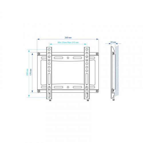 Kromax IDEAL-5 new black,  Кр. стал. наст. для TV 15-47, max 35 кг, 0 ст св., от ст. 20 мм, max VESA 200x200 мм