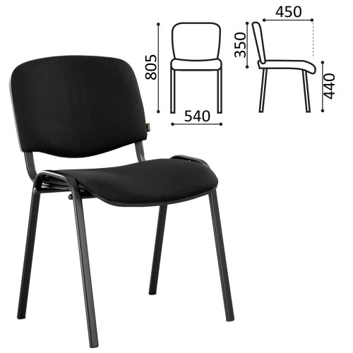 Стул для персонала и посетителей BRABIX "Iso CF-005", черный каркас, кожзам черный, 531977