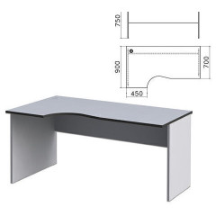 Стол письменный эргономичный "Монолит", 1600х900х750 мм, левый, цвет серый, СМ7.11