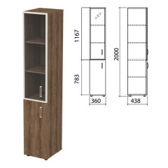 Шкаф закрытый со стеклом "Приоритет", 360х438х2000 мм, 4 полки, гарбо (КОМПЛЕКТ)