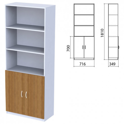 Шкаф полузакрытый Бюджет, 716х349х1810 мм, орех французский (КОМПЛЕКТ)