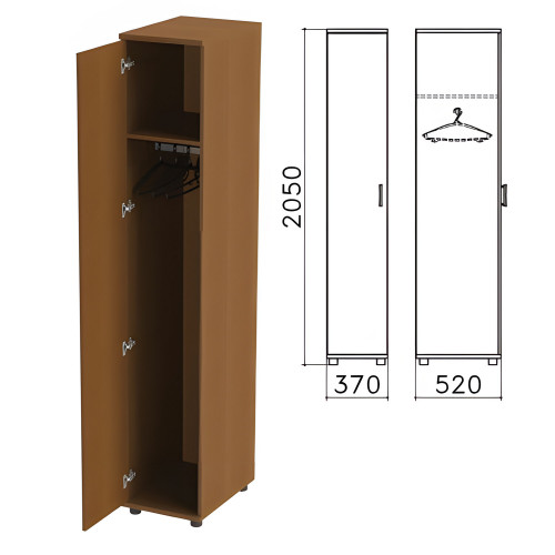 Шкаф для одежды Монолит, 370х520х2050 мм, цвет орех гварнери, ШМ52.3