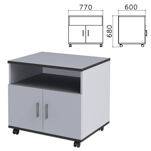 Тумба для оргтехники Монолит (2 двери, полка) 770х600х680 мм ЛДСП Серый