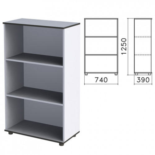 Шкаф (стеллаж) Монолит, 740х390х1250 мм, 2 полки, цвет серый, ШМ51.11