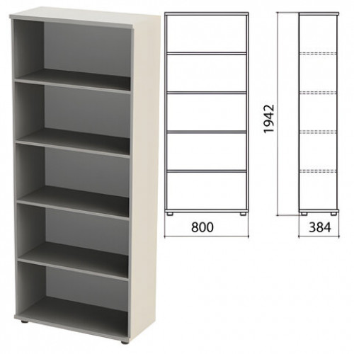Шкаф (стеллаж) Этюд, 800х384х1942 мм, 4 полки, серый, 399999-03