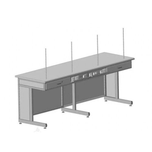 Стол демонстрационный с дополнительной электрикой 2400х750х900, белый ламинат