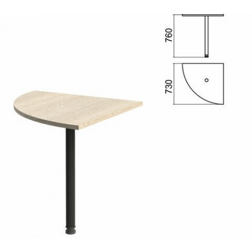 Стол приставной угловой Арго, 730х730х760 мм, ясень шимо/опора черная (КОМПЛЕКТ)