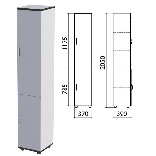 Шкаф закрытый Монолит, 370х390х2050 мм, цвет серый (КОМПЛЕКТ)