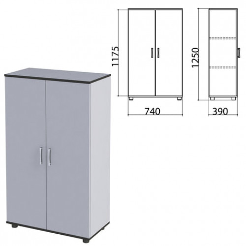 Шкаф закрытый Монолит, 740х390х1250 мм, цвет серый (КОМПЛЕКТ)