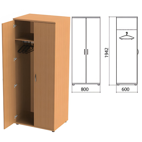 Шкаф для одежды Этюд, 800х600х1942 мм, цвет бук бавария (КОМПЛЕКТ)