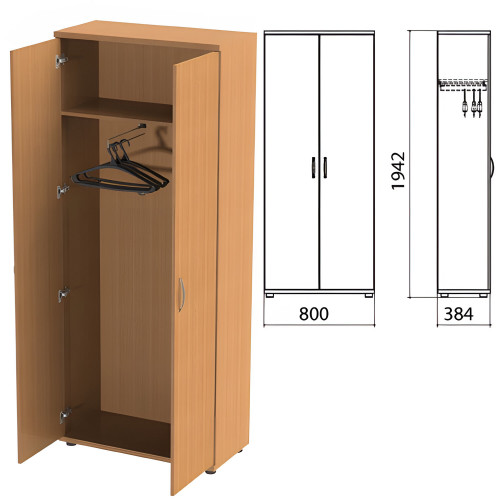 Шкаф для одежды Этюд, 800х384х1942 мм, цвет бук бавария (КОМПЛЕКТ)