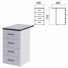 Тумба приставная "Монолит", 450х700х750 мм, цвет серый (КОМПЛЕКТ)