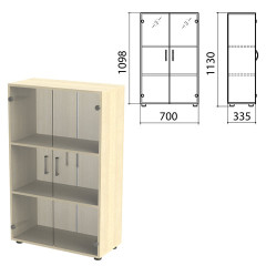 Шкаф закрытый со стеклом "Канц", 700х335х1130 мм, цвет дуб молочный (КОМПЛЕКТ)