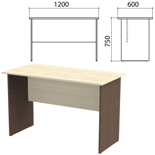 Стол письменный Канц, 1200х600х750 мм, цвет дуб молочный/венге (КОМПЛЕКТ)