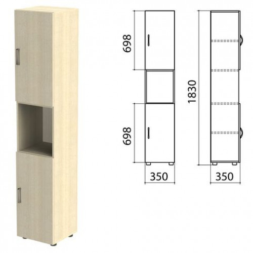 Шкаф полузакрытый Канц, 350х350х1830 мм цвет дуб молочный (КОМПЛЕКТ)