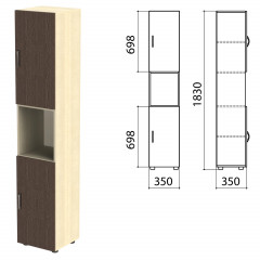 Шкаф полузакрытый "Канц" 350х350х1830 мм, цвет дуб молочный/венге (КОМПЛЕКТ)