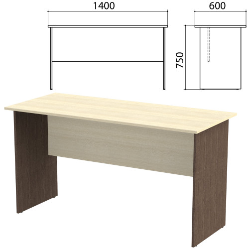 Стол письменный Канц, 1400х600х750 мм, цвет дуб молочный/венге (КОМПЛЕКТ)
