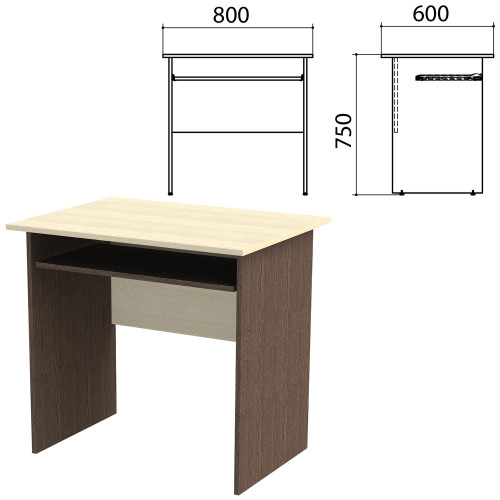 Стол компьютерный Канц, 800х600х750 мм, цвет дуб молочный/венге (КОМПЛЕКТ)