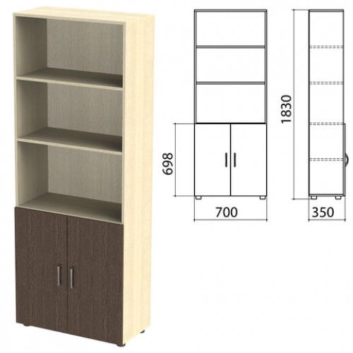 Шкаф полузакрытый Канц, 700х350х1830 мм цвет дуб молочный/венге (КОМПЛЕКТ)