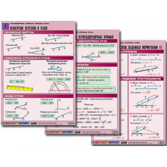 Комплект таблиц по геометрии "Планиметрия. Прямые. Отрезки. Углы" (8 табл., А1, лам.)