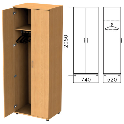 Шкаф для одежды Монолит, 740х520х2050 мм, цвет бук бавария, ШМ50.1