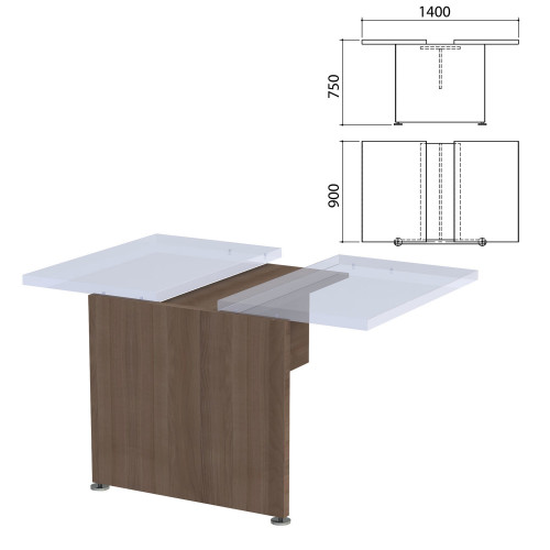 Модуль стола для переговоров "Приоритет" 1400х900х750 мм, венге (КОМПЛЕКТ)