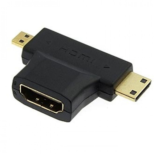 Переходник аудио-видео HDMI (f)/Micro HDMI (m)/Mini HDMI (m) черный (+ Mini HDMI (Male))