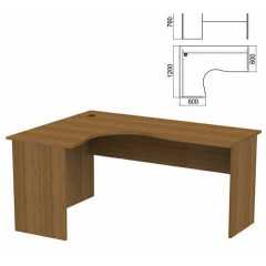 Стол компактный "Арго", 1600х1200х760 мм, левый, орех (КОМПЛЕКТ)