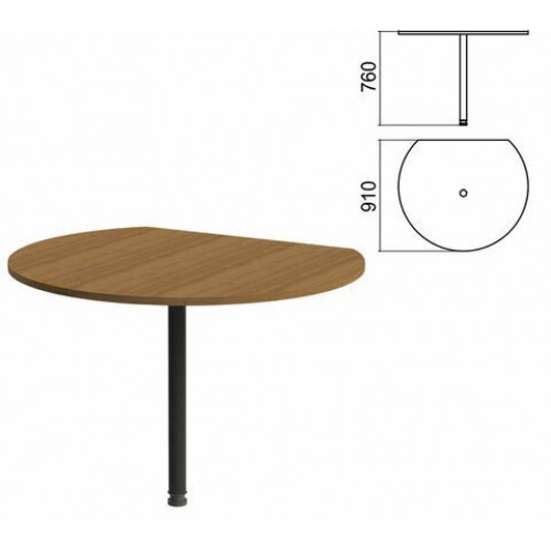 Стол приставной полукруг Арго, 1050х910х760 мм, орех/опора черная (КОМПЛЕКТ)