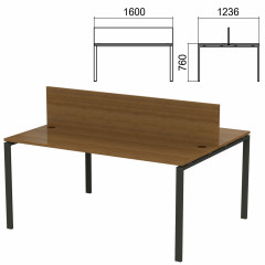 Стол письменный 2-МЕСТНЫЙ на металлокаркасе "Арго", 1600х1236х760 мм, орех (КОМПЛЕКТ)