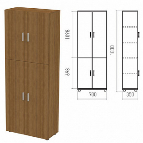 Шкаф закрытый Канц, 700х350х1830 мм, цвет орех пирамидальный (КОМПЛЕКТ)