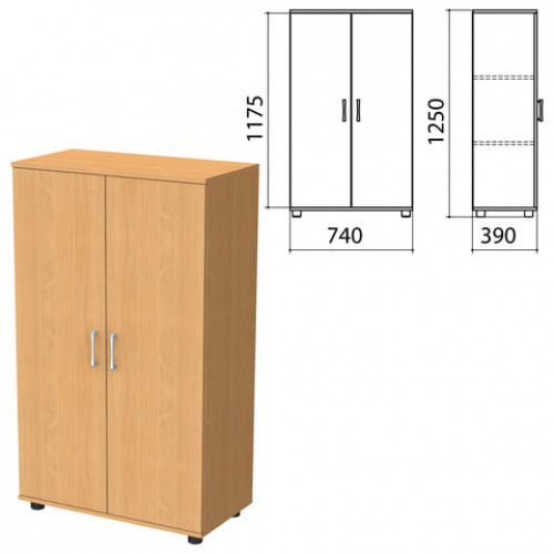 Шкаф закрытый Монолит, 740х390х1250 мм, цвет бук бавария (КОМПЛЕКТ)