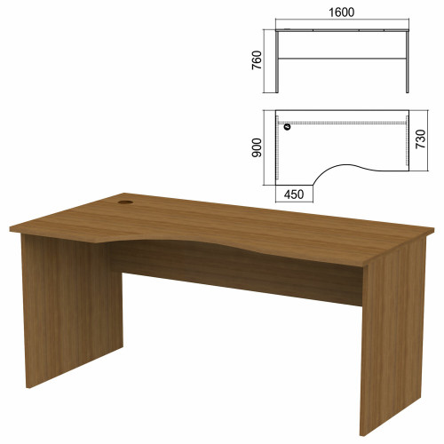 Стол эргономичный Арго, 1600х900х760 мм, левый, орех (КОМПЛЕКТ)