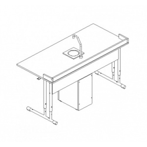 Стол ученический лабораторный Н для кабинета химии с сантехникой с полкой настольной, 4 рост.гр.