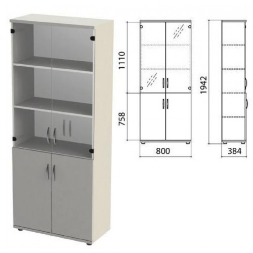 Шкаф полузакрытый Этюд 800х384х1942 мм, цвет серый (КОМПЛЕКТ)