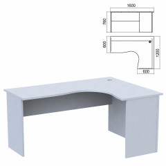 Стол эргономичный "Арго", 1600х1200х760 мм, правый, серый (КОМПЛЕКТ)