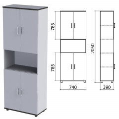 Шкаф полузакрытый "Монолит"740х390х2050 мм, цвет серый (КОМПЛЕКТ)